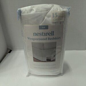 Nestwell Wraparound Bedskirt Full Size 15" Drop Ivory Bedding